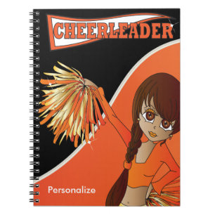 Cute Girl Cheerleader DIY-naam ORANJE NOTITIEB Notitieboek