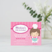 Cute Girl Chef Cooking Baking Birthday Party Kaart (Staand voorkant)