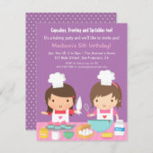 Cute Girl Chef Cupcake Baking Birthday Party Kaart (Voorkant / Achterkant)
