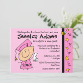 Cute Girl Custom Graduation Invitations Kaart (Staand voorkant)