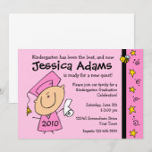Cute Girl Custom Graduation Invitations Kaart (Voorkant / Achterkant)