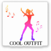 Cute Girl Dancing withe note music-k-pop Sticker (Voorkant)
