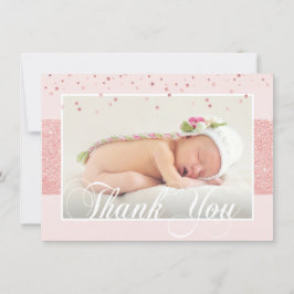 Cute Girl DANK JE Pink Rose Glitter | FOTO Aankondiging