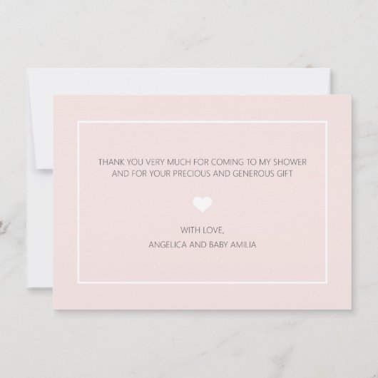 Cute Girl DANK JE Pink Rose Glitter | FOTO Aankondiging (Achterkant)