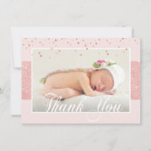 Cute Girl DANK JE Pink Rose Glitter | FOTO Aankondiging (Voorkant)