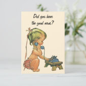 Cute Girl die telefonisch spreekt, adreswijziging Kaart (Staand voorkant)