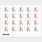 Cute Girl die zonnebloem besmeurt. Ronde Sticker (Vel)