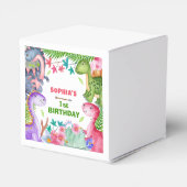 Cute Girl Dinosaur 1st Birthday Favor Box Bedankdoosjes (Achterkant)