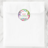 Cute Girl Dinosaur 1st Birthday Party Ronde Sticker (Tas)