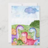 Cute Girl Dinosaur 2nd Birthday Invitation Kaart (Achterkant)