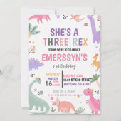 Cute Girl Dinosaur 3rd Birthday Kaart (Voorkant)