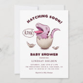 Cute Girl Dinosaur Baby shower Hatching Snel Kaart (Voorkant)