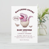 Cute Girl Dinosaur Baby shower Hatching Snel Kaart (Staand voorkant)