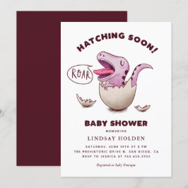 Cute Girl Dinosaur Baby shower Hatching Snel Kaart