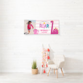 Cute Girl Dinosaur Stomp Chomp Roar Foto Birthday Spandoek (Insitu)