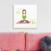 Cute Girl doet Yoga in een  kamer Canvas Afdruk (Insitu (Woonkamer))