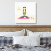 Cute Girl doet Yoga in een  kamer Canvas Afdruk (Insitu (Slaapkamer))