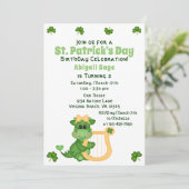 Cute Girl Dragon St. Patrick's Day Birthday Kaart (Staand voorkant)