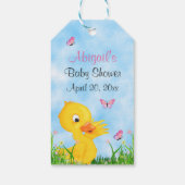 Cute Girl Ducking and Butterfly Baby shower Favor Cadeaulabel (Achterkant)