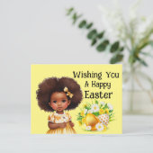 Cute Girl Easter  Briefkaart (Staand voorkant)