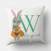 Cute Girl Easter Bunny Initial & Name Throw Pillow Kussen (Achterkant)