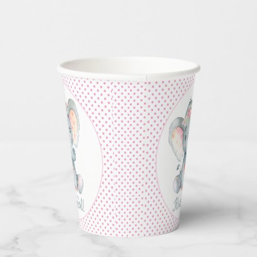 Cute Girl Elephant Baby shower Cups Papieren Bekers (Rechts)