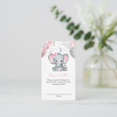 Cute Girl Elephant Baby shower Diaper Raffle Informatiekaartje (Staand voorkant)