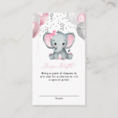 Cute Girl Elephant Baby shower Diaper Raffle Informatiekaartje (Voorkant)