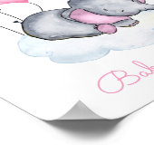 Cute Girl Elephant Baby shower Welcome Sign Poster (Hoek)