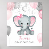 Cute Girl Elephant Balloons Baby shower Favors Poster (Voorkant)
