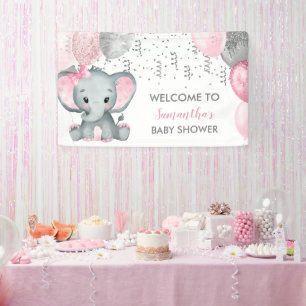 Cute Girl Elephant Balloons Baby shower Spandoek