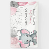 Cute Girl Elephant Balloons Baby shower Spandoek (Verticaal)