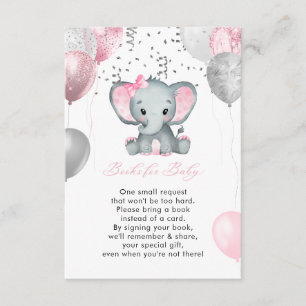 Cute Girl Elephant Balloons Boeken voor Baby showe Informatiekaartje