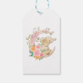 Cute Girl Elephant Floral Moon Baby shower Cadeaulabel (Achterkant)