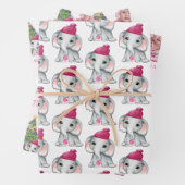 Cute Girl Elephant Foto Naam Kerstroze Inpakpapier Vel (In situ)