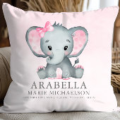 Cute Girl Elephant Pink Baby Kussen