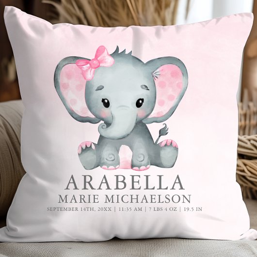 Cute Girl Elephant Pink Baby Kussen