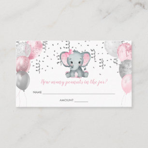 Cute Girl Elephant Pink Baby shower Raad Visitekaartje