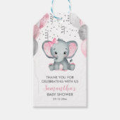 Cute Girl Elephant Pink Balloons Baby shower Cadeaulabel (Voorkant)