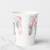 Cute Girl Elephant Pink Balloons Baby shower Papieren Bekers (Rechts)