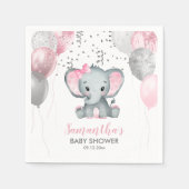 Cute Girl Elephant Pink Balloons Baby shower Servet (Voorkant)