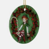 Cute Girl Elf op Wreater Kerstversiering Keramisch Ornament (Rechts)