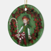 Cute Girl Elf op Wreater Kerstversiering Keramisch Ornament (Links)
