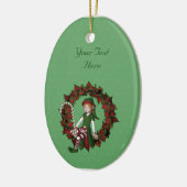 Cute Girl Elf Poinsettia Wreath Holiday Keramisch Ornament (Links)