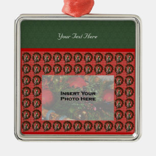 Cute Girl Elf Wreath Holiday Foto Ornament