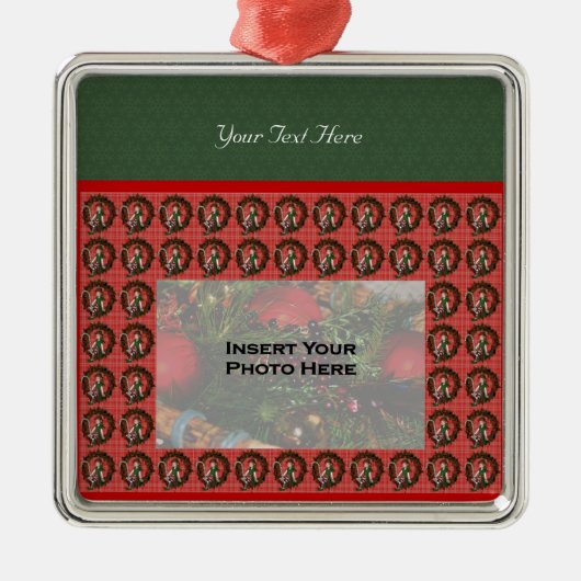 Cute Girl Elf Wreath Holiday Foto Ornament (Voorkant)