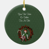 Cute Girl Elf Wreath Holiday Foto Ornament (Achterkant)