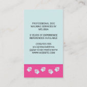 Cute Girl en Brown Dog Walker Services Visitekaartje (Achterkant)