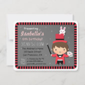 Cute Girl en Bunny Kinder Magic Party Invitations Kaart (Voorkant)