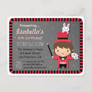 Cute Girl en Bunny Kinder Magic Party Invitations Kaart